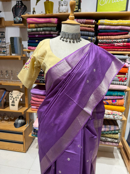 Soft semi Tussar saree in Purple