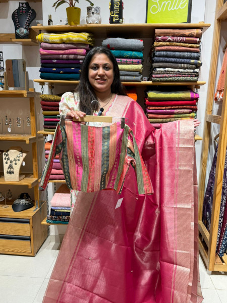 Tissue Saree with  Brocade blouse