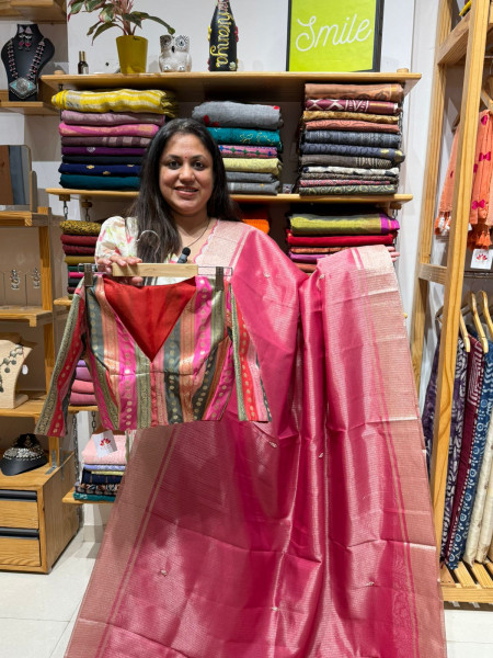 Tissue Saree with  Brocade blouse