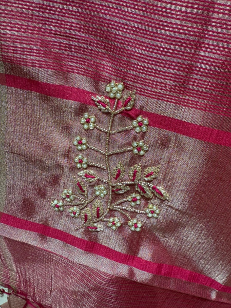 Tissue Saree with  Brocade blouse