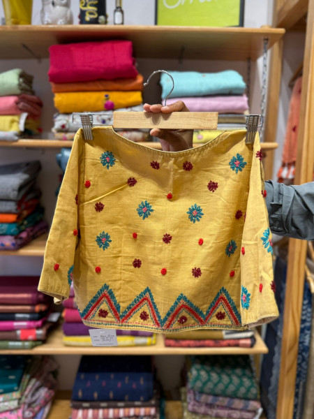 Hand Embroidered Blouse - Cream -Free Size