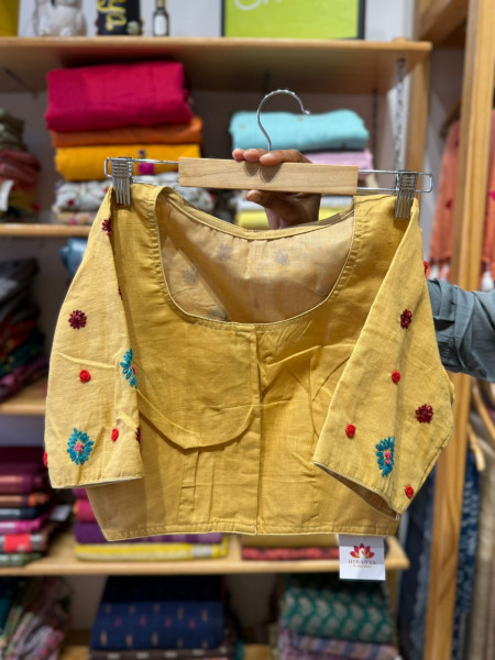 Hand Embroidered Blouse - Cream -Free Size