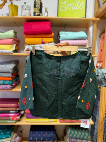 Hand Embroidered Blouse - Green -Free Size