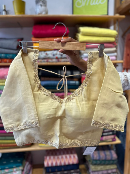 Handwork Padded Blouse - Free Size- Light Golden