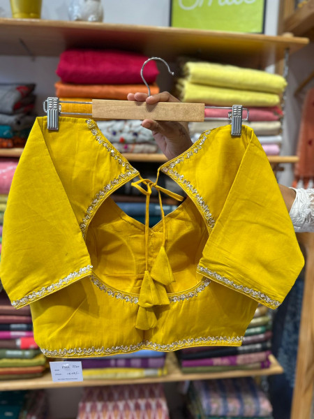 Handwork Padded Blouse - Free Size- Mustard Yellow