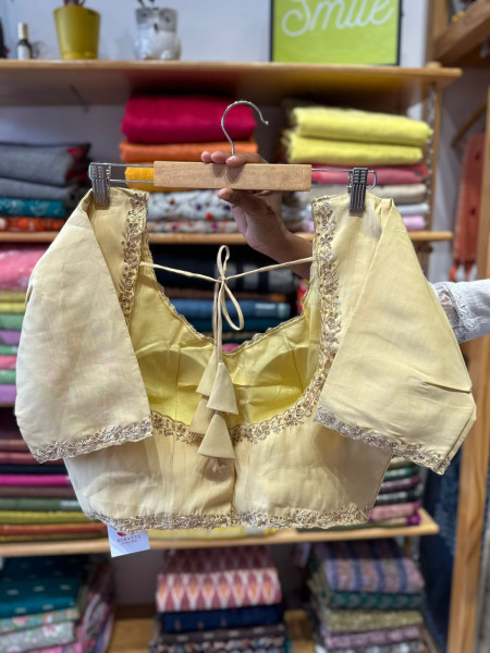 Handwork Padded Blouse - Free Size- Light Golden