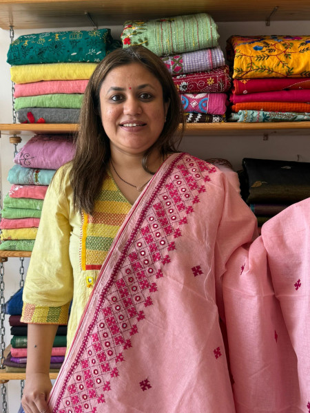 Premium Tussar Cotton Saree with Kutchi Work