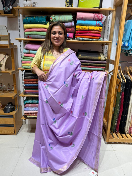 Semi Chanderi Handpainted - Purple