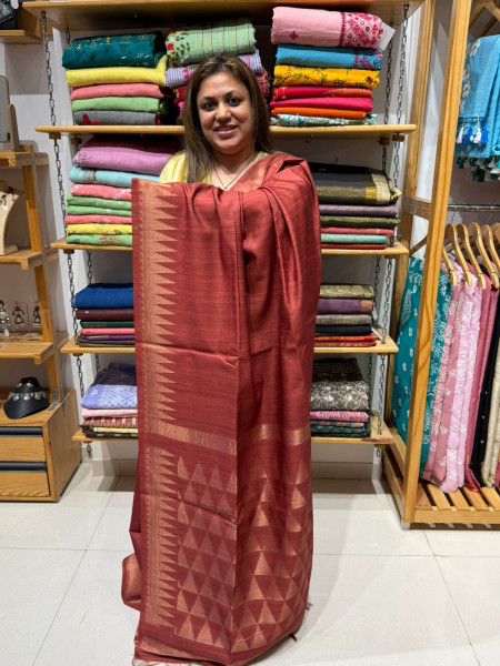 Semi Ghicha Temple Border Saree