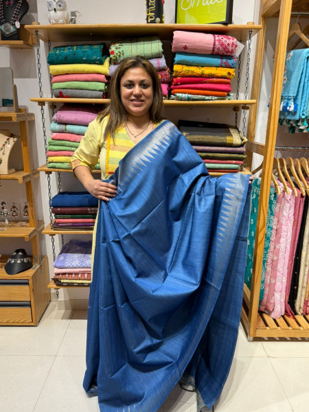 Semi Ghicha Temple Border Saree