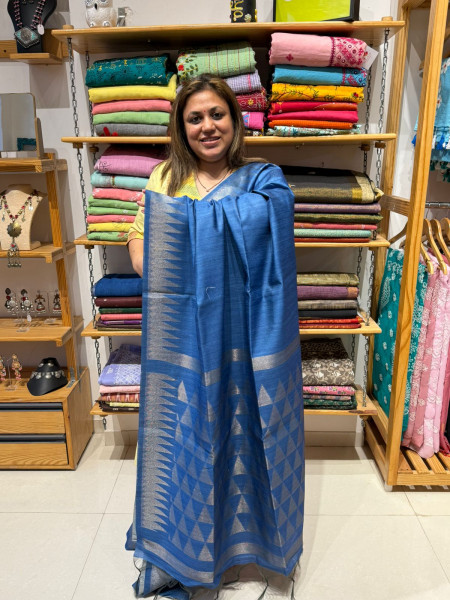 Semi Ghicha Temple Border Saree