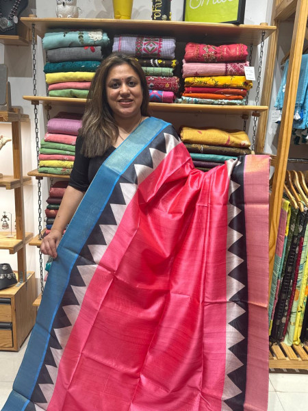 Blended Cotton Temple Border Saree