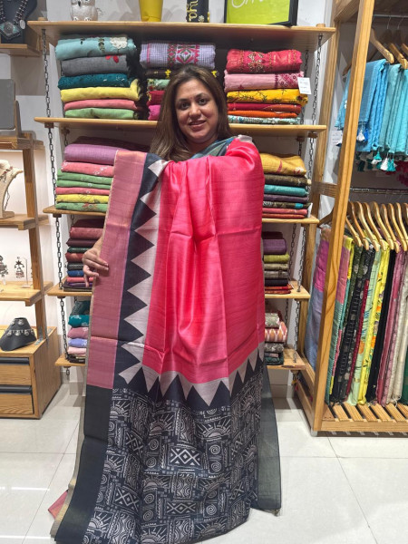 Blended Cotton Temple Border Saree