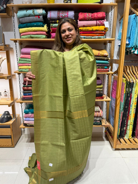 Mangalgiri checks blended cotton saree