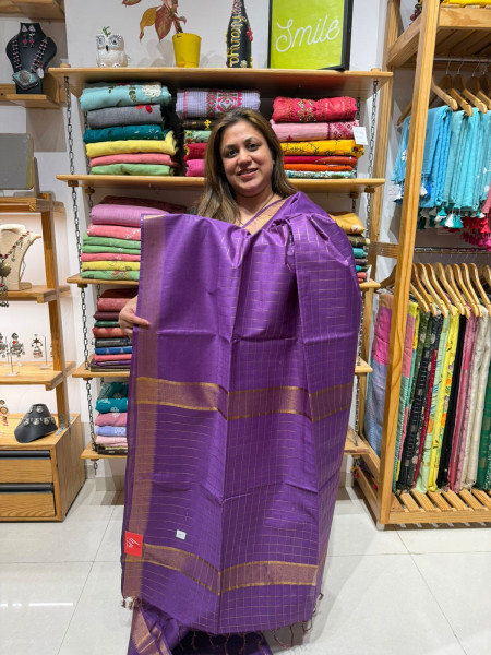 Mangalgiri checks blended cotton saree