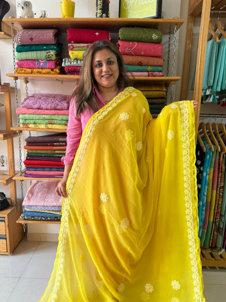 CHIKANKARI SAREE IN Georgette