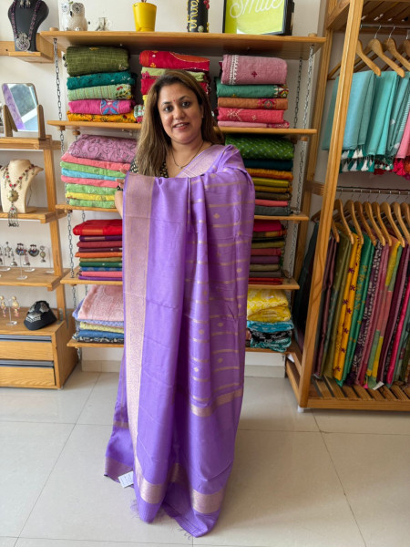 Banarsi Russian Silk Saree - Lavendar