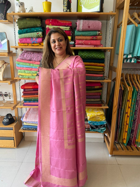 Banarsi Russian Silk Saree - Pink