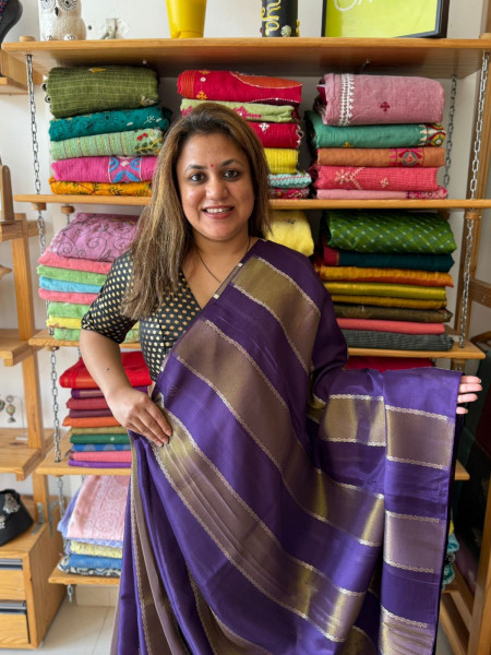 Banarsi Crepe Saree - Purple