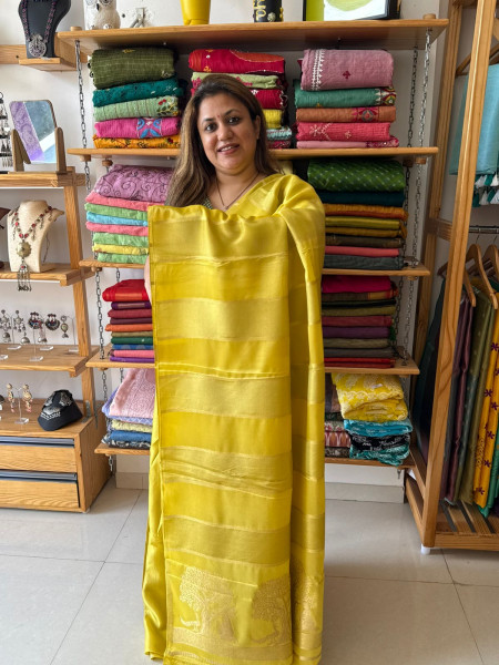 Banarsi Crepe Saree - Yellow