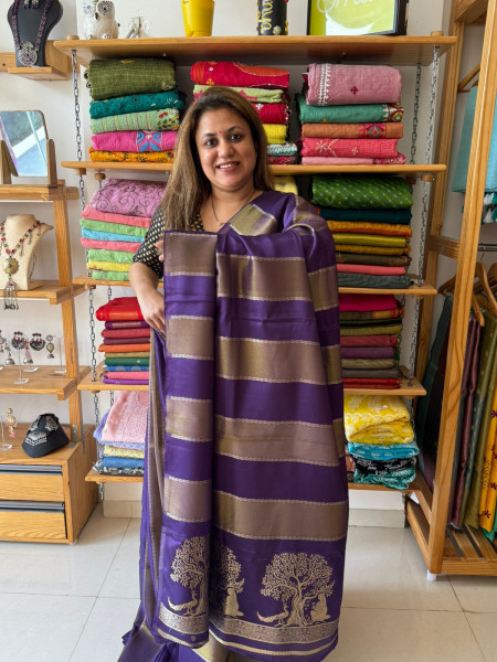 Banarsi Crepe Saree - Purple