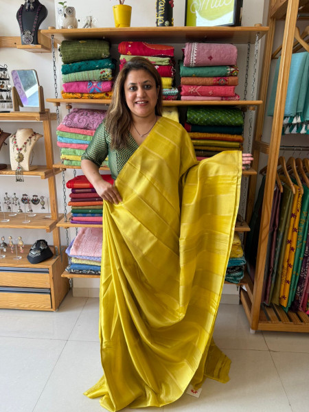 Banarsi Crepe Saree - Yellow