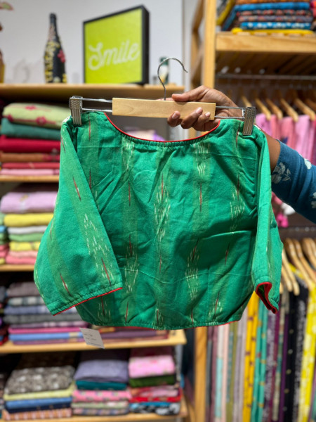 Sunflower Handpainted Mul saree with Green Embroidered Collar Blouse