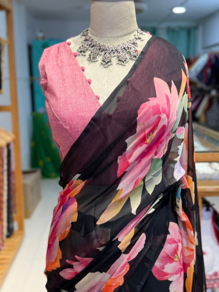 Pure Chiffon Digital Print Saree