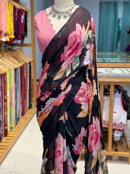 Pure Chiffon Digital Print Saree
