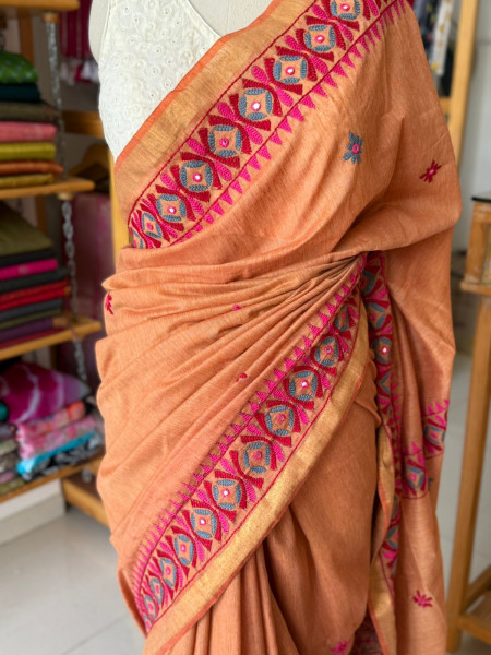 Ghicha Cotton Kathiawadi Handwork Saree