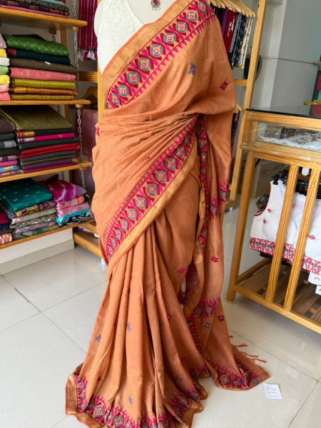 Ghicha Cotton Kathiawadi Handwork Saree