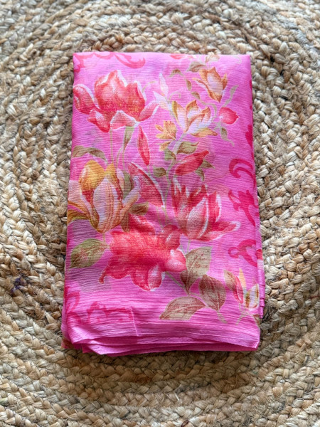 Semi Chiffon Floral Print Saree