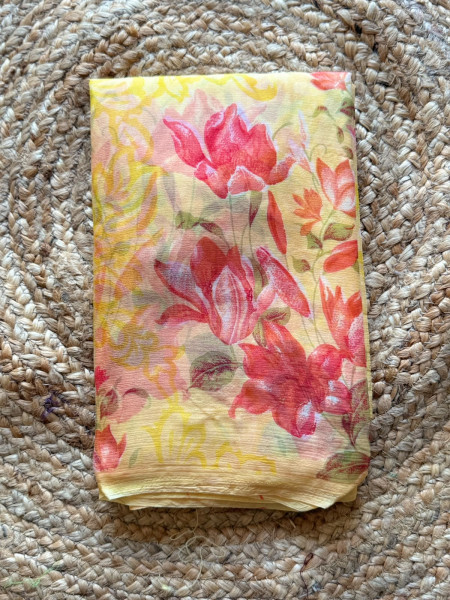 Semi Chiffon Floral Print Saree