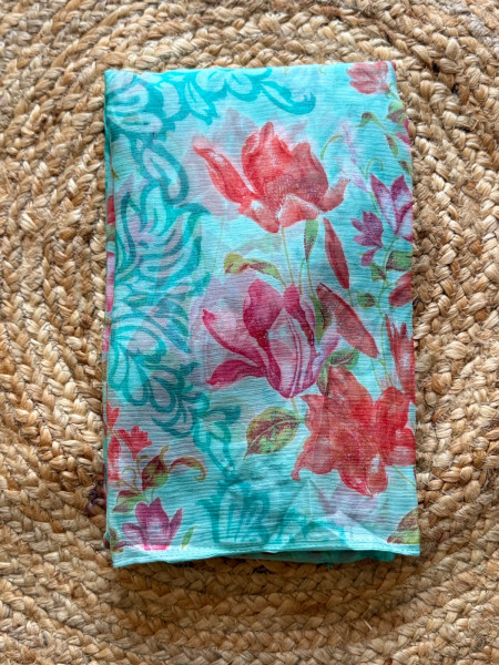 Semi Chiffon Floral Print Saree