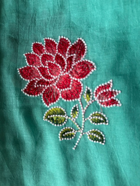 Machine Embroidered Mul Saree