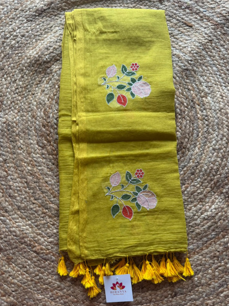 Machine Embroidered Mul Saree