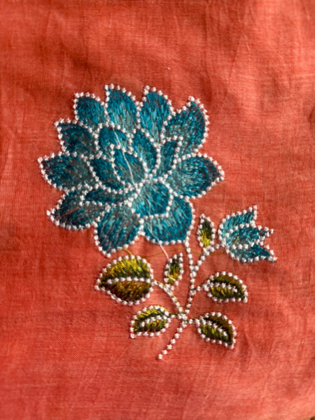 Machine Embroidered Mul Saree