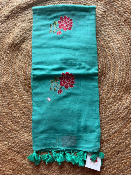 Machine Embroidered Mul Saree