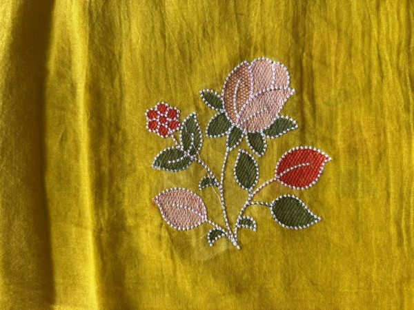 Machine Embroidered Mul Saree