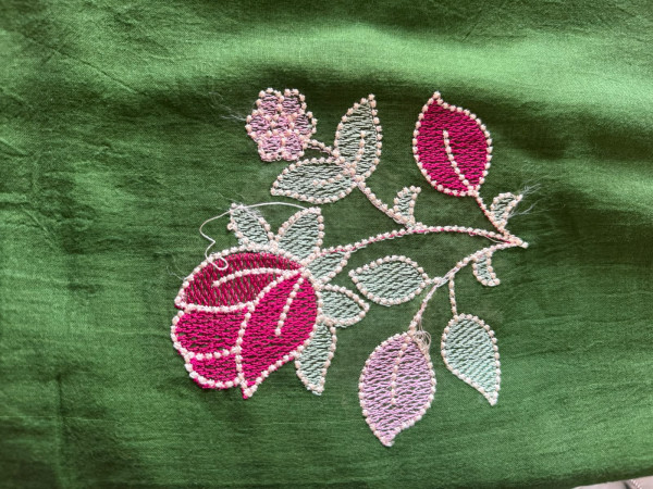 Machine Embroidered Mul Saree