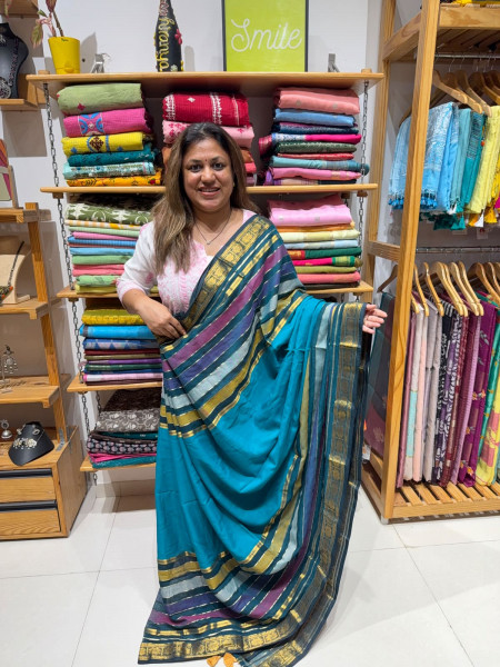 Zari Stripes Multicolour Cotton Saree|No blouse piece