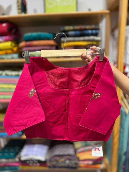 Free Size Handpainted Blouse (Fits 36 to 42) - PINK