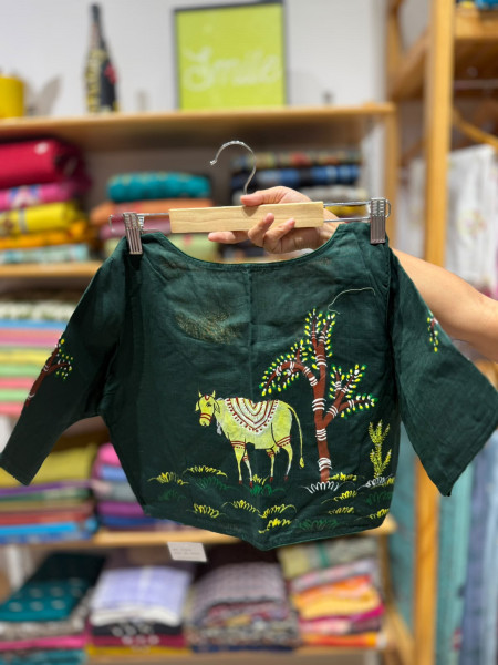 Free Size Handpainted Blouse (Fits 36 to 42)