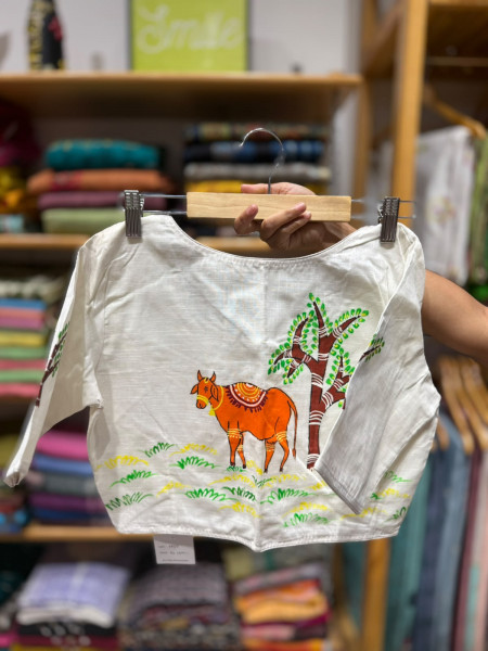 Free Size Handpainted Blouse (Fits 36 to 42)