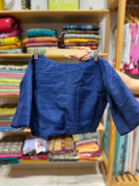 Padded Stretchable Blouse -Free Size- Fits 36 to 38 - Navy Blue
