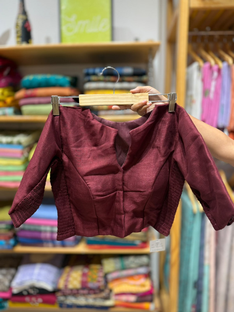 Image of Padded Stretchable Blouse -Free Size- Fits 36 to 38 - Maroon