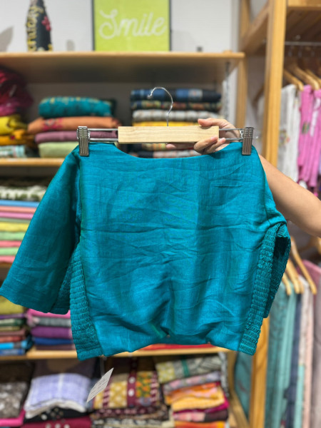 Padded Stretchable Blouse -Free Size- Fits 36 to 38 - Peacock Green