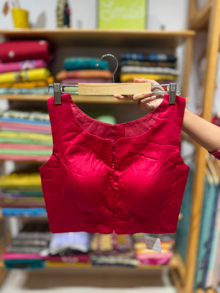 Free Size ZIPPER Blouse (Fits 36 to 42) | Cherry RED| Sleeves attached