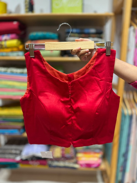 Free Size ZIPPER Blouse (Fits 36 to 42) | Red | Sleeves attached
