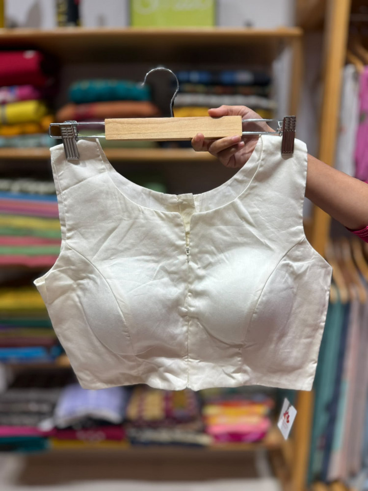 Image of Free Size ZIPPER Blouse (Fits 36 to 42) | WHITE | Sleeves attached